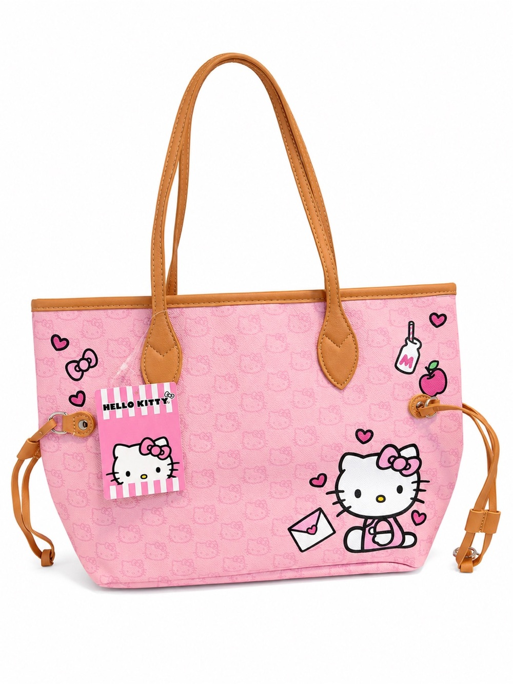 Hello Kitty Pink Tote with Tan Handles and Charm